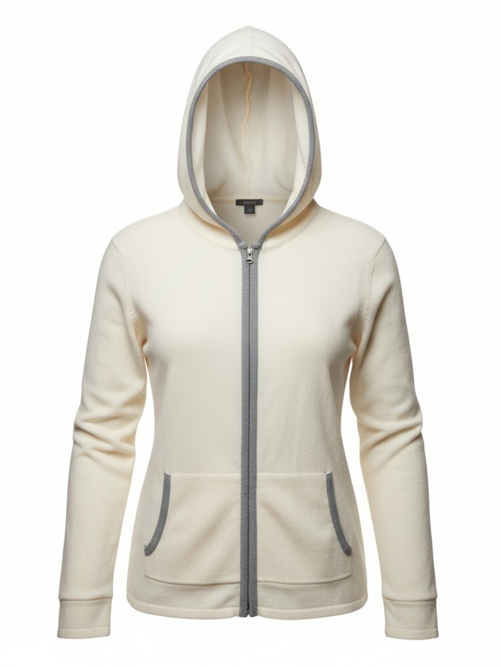 PURE AMICI | 100% Cashmere Full Zip Sporty Hoodie Jacket Winter White | XL